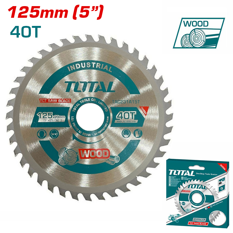 Lưỡi cưa gỗ TCT 40 răng 125mm Total TAC231A15T